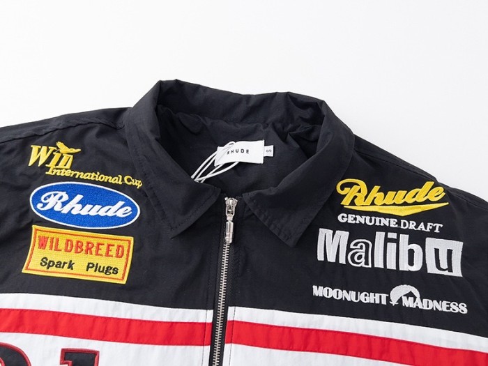 Racing style embroidered monogram jacket