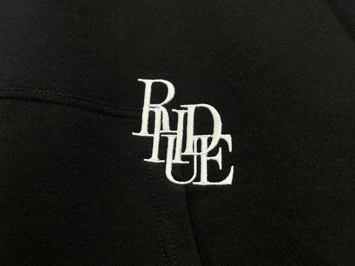 Small embroidered logo zipped hoodie black