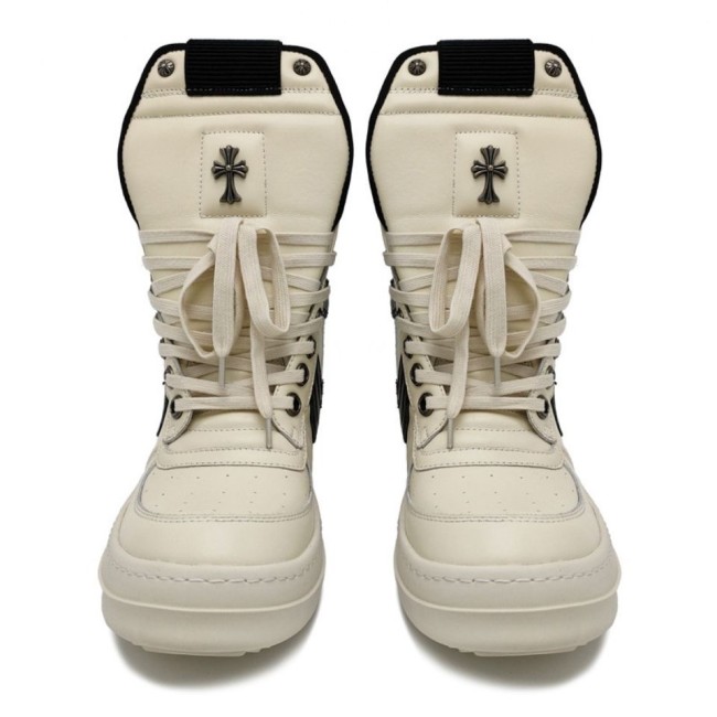 Ro x Ch leather hi shoes black white