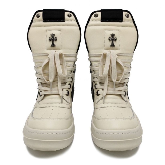 Ro x Ch leather hi shoes black white