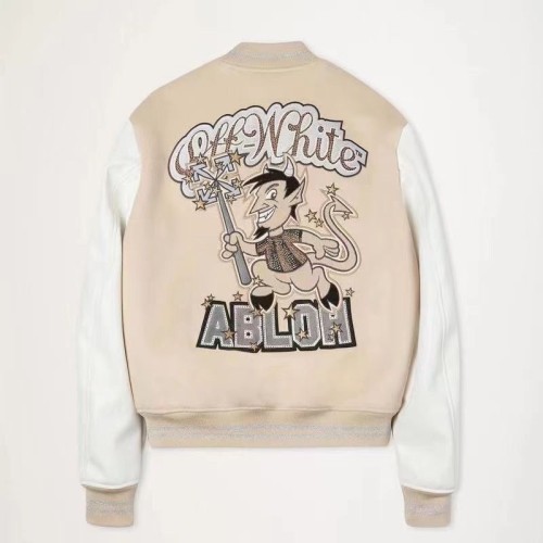 [Special offer items]Embroidered baseball jacket off-white