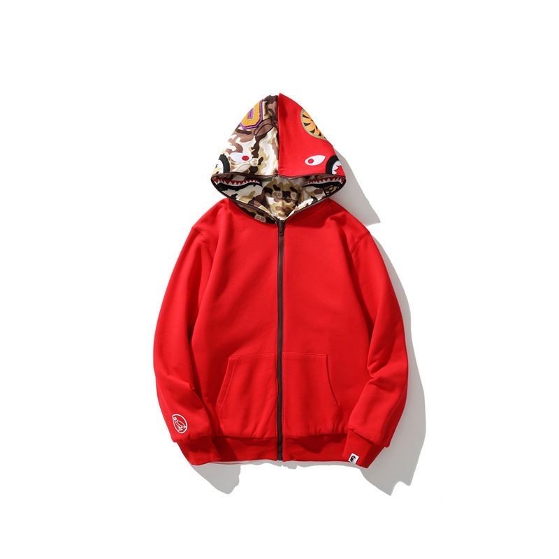 b@pe ovo big logo camo two-sided shark full zip hoodie 2 colors