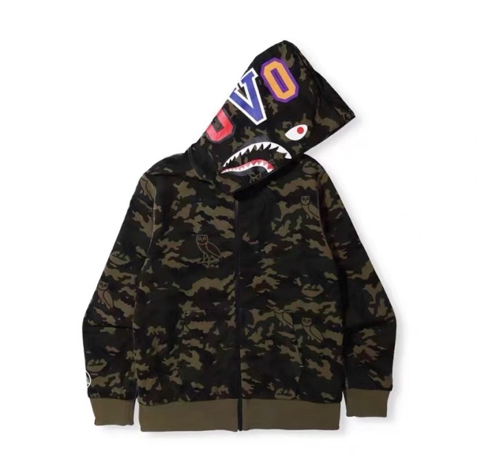 B@pe OvO big logo camo two-sided shark full zip hoodie 2 colors