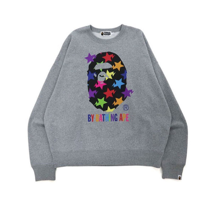 Colorful Star Ape Round Neck Pullover Black & Grey