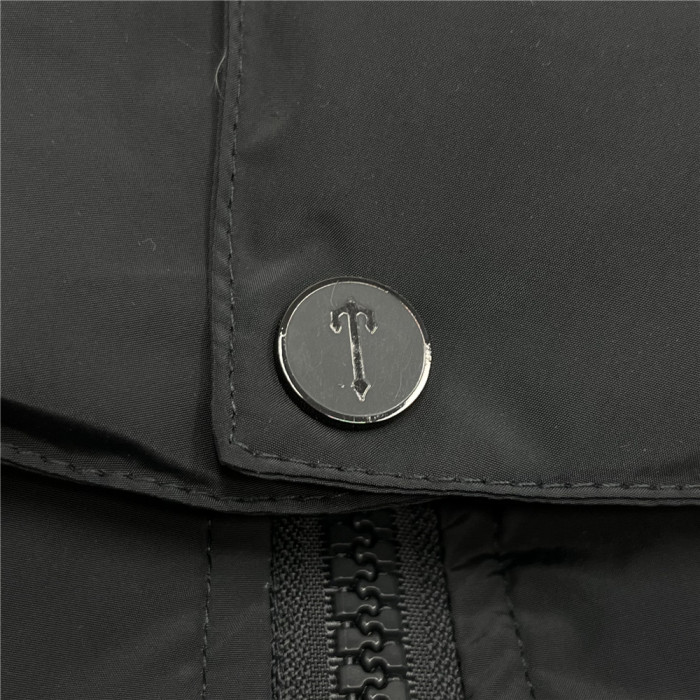 1:1 quality version Trapstar chest white T logo cotton clothing dark gray jacket