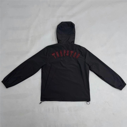 1:1 quality version Trapstar Back Black Red Pointed Letter Hooded Jacket