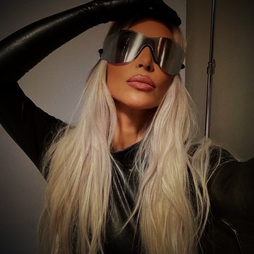 Yeezy cyberpunk style sunglasses silver black Kanye West
