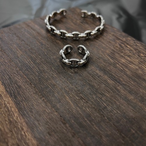 1:1 quality version 925 silver Pig nose bracelet ring