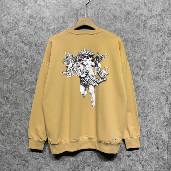 Oil Painting Angel Print Crew Neck Sweatshirt