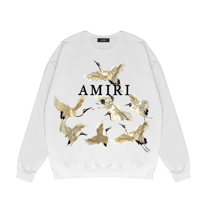 Golden crane print round neck sweatshirt