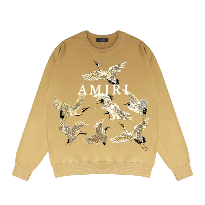 Golden crane print round neck sweatshirt
