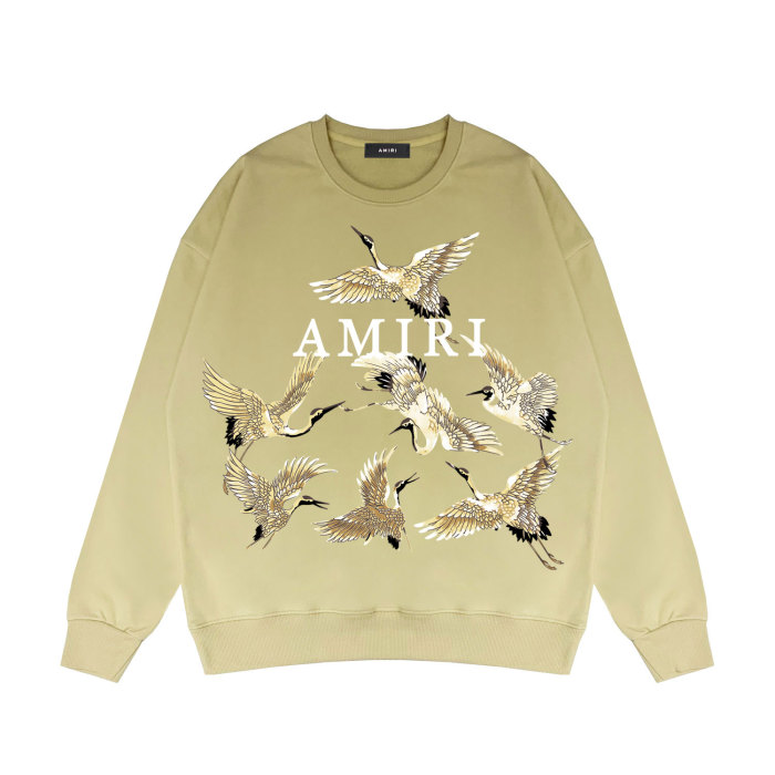 Golden crane print round neck sweatshirt