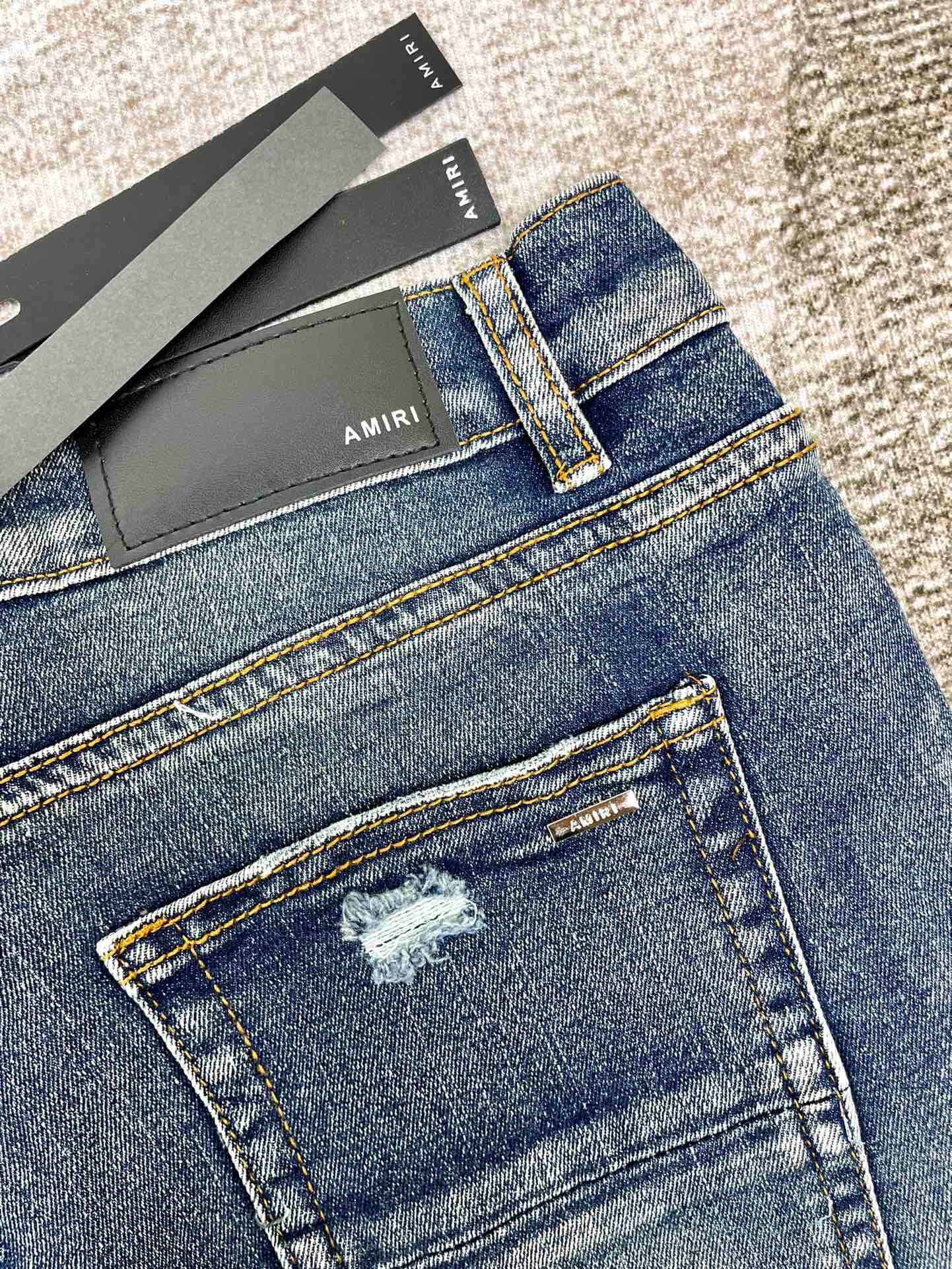 1:1 quality version multiple knife cut cashew flower patch slim jeans