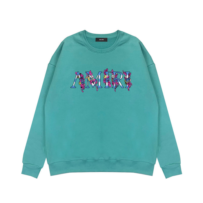 Pink flower letter print round neck sweatshirt