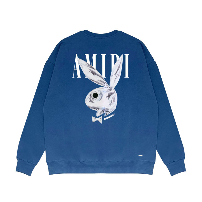 Liquid silver rabbit letter print round neck sweatshirt on the back