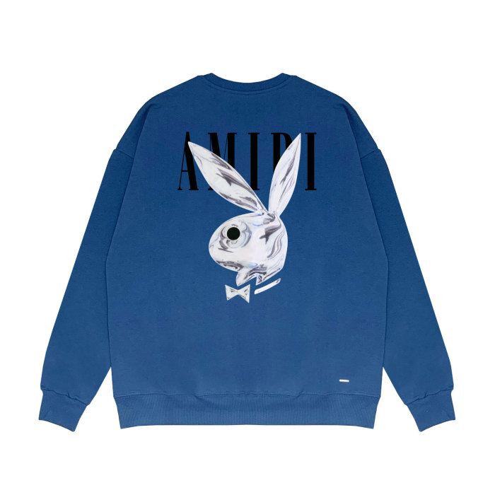 Liquid silver rabbit letter print round neck sweatshirt on the back
