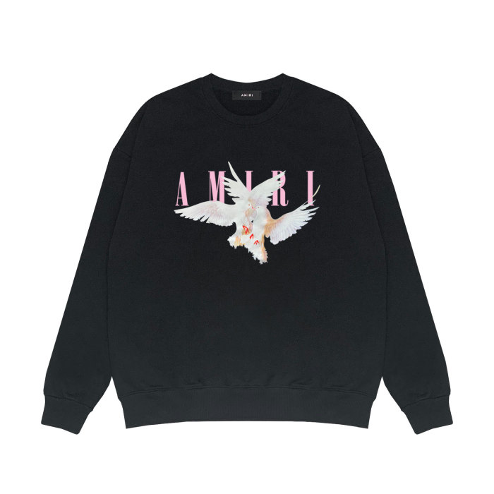 Pink word peace dove print round neck sweatshirt