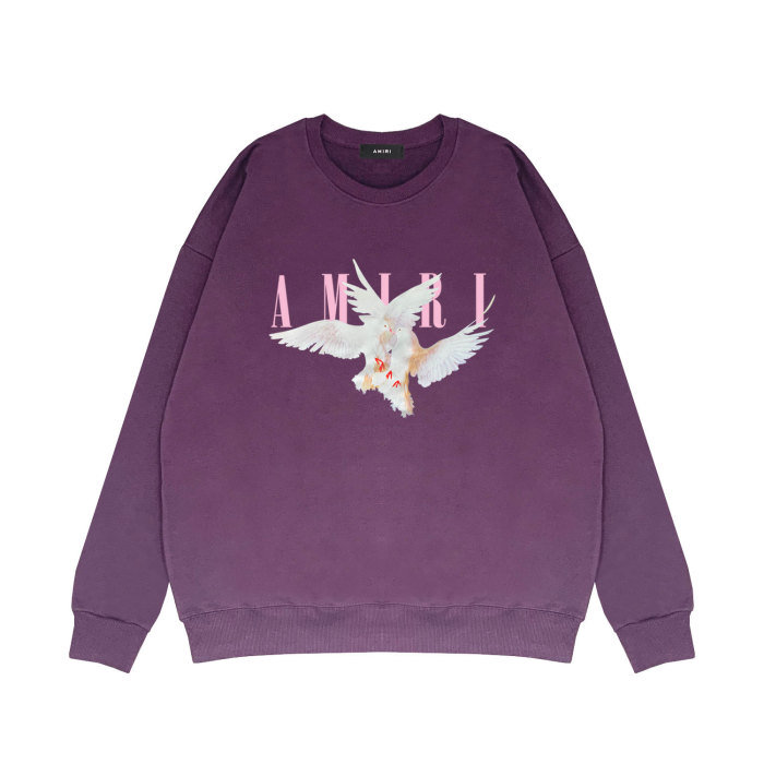 Pink word peace dove print round neck sweatshirt
