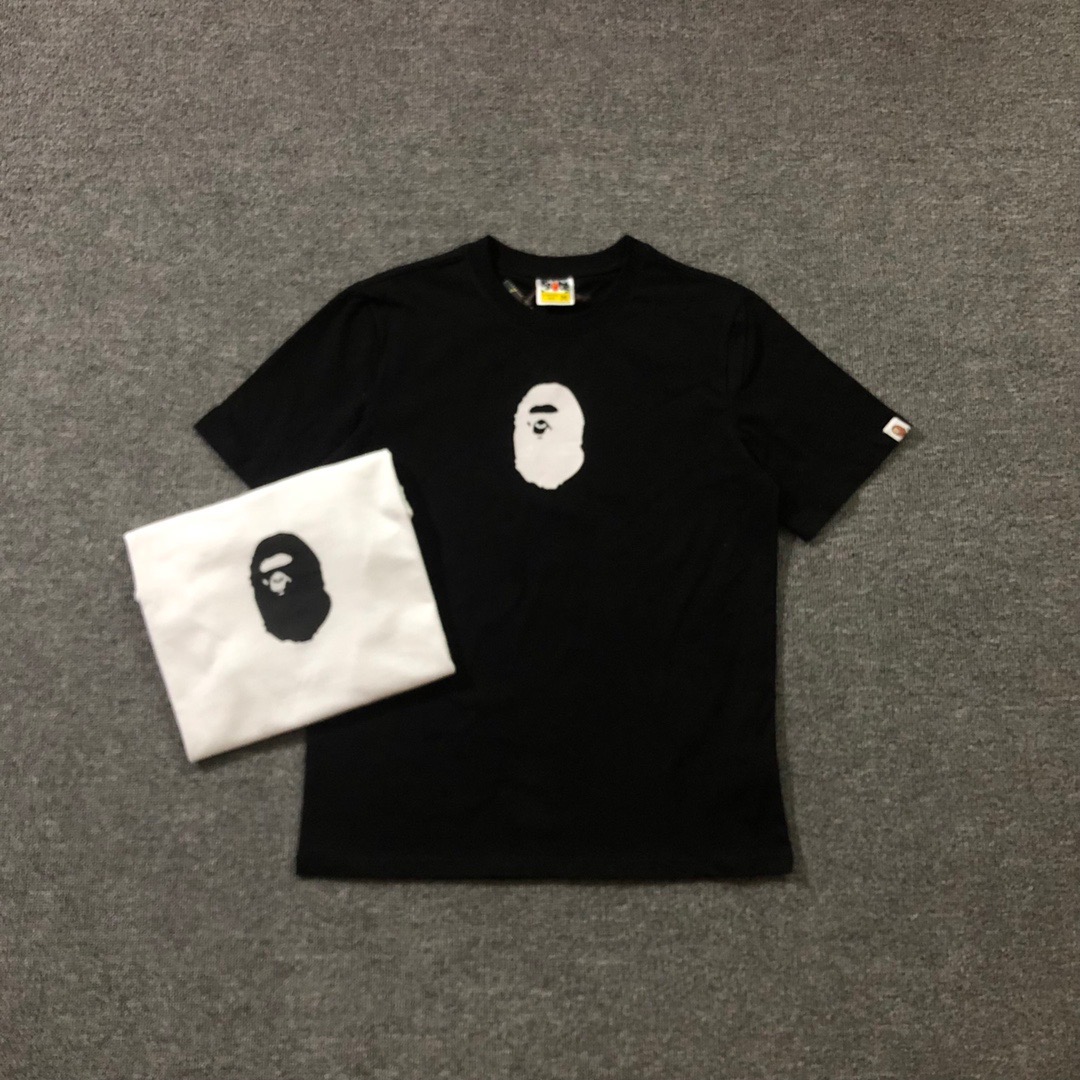 vertical row of letters on the back of the ape short sleeve 2 colors