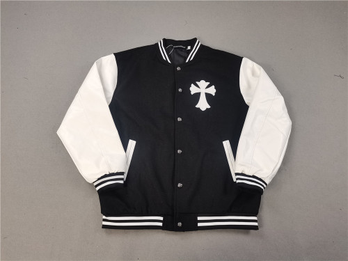 [Defective special offer] Leather Cross Baseball Jacket