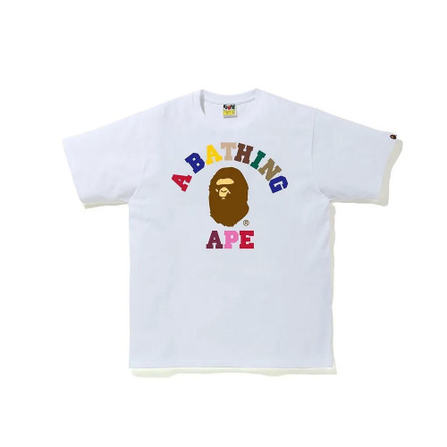 Color letter Ape Man Head Print Short sleeve 3 colors