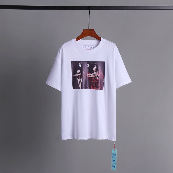 1:1 quality version Off-white Skull Writing Tee