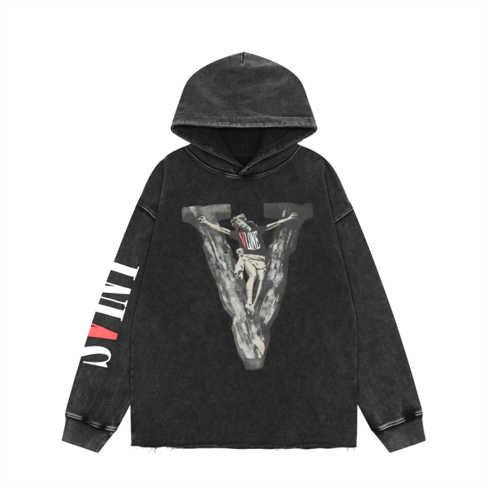 1:1 quality version Vlone Saint Michael vintage washed Jesus Hoodie