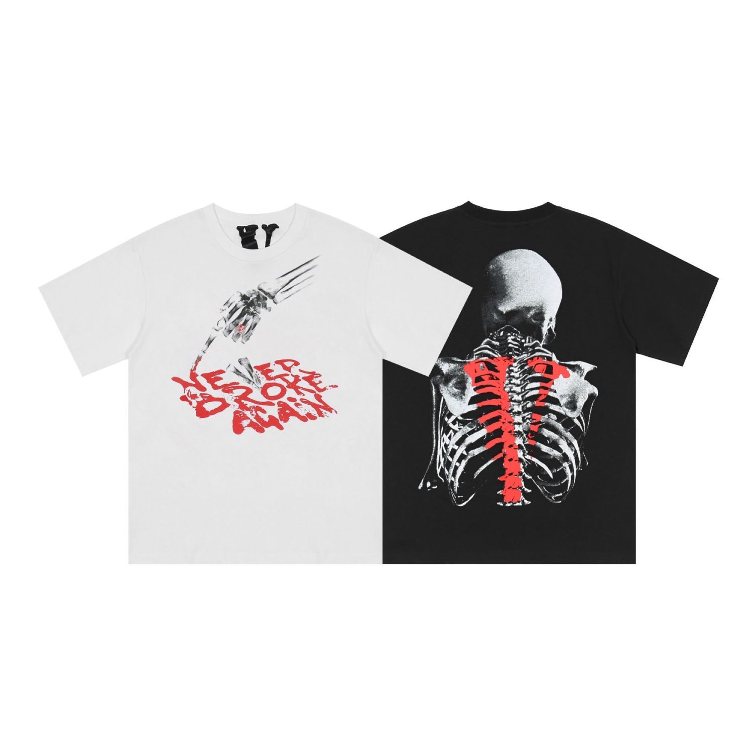 vlone x never brokr again bones tee