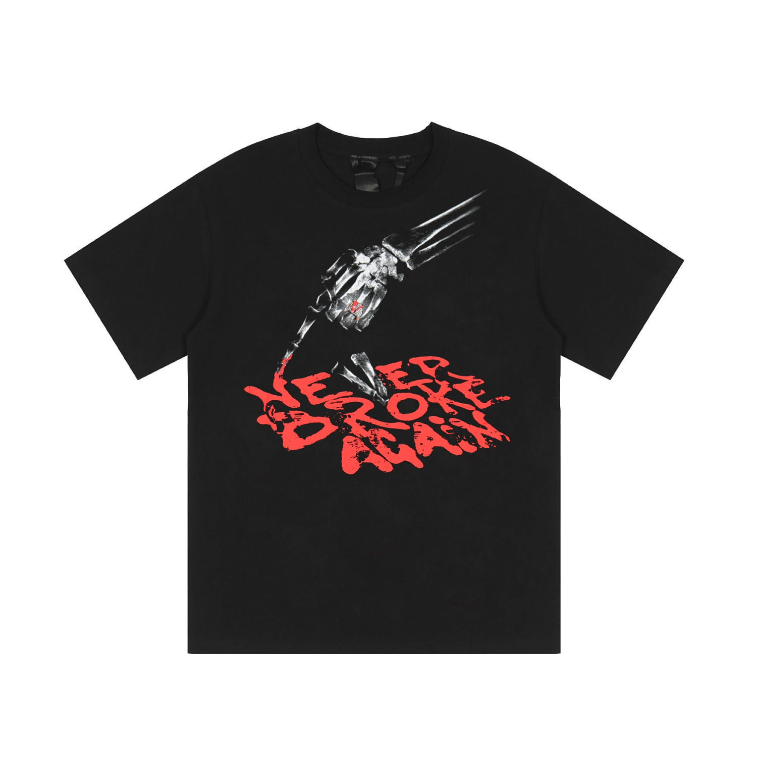 vlone x never brokr again bones tee