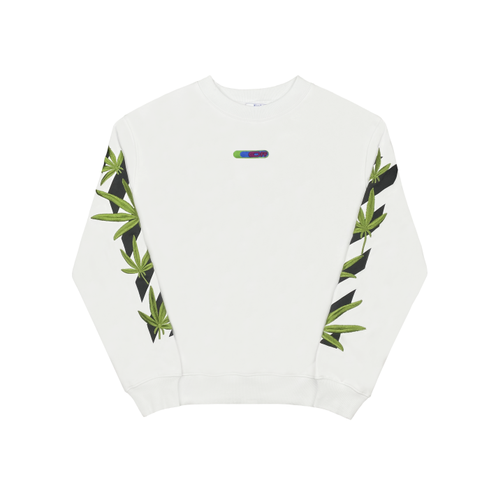 1:1 quality version Embroidered leaves arrow round neck sweatshirt