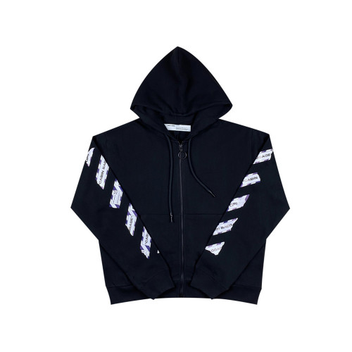 1:1 quality version Airport limited caution line print zipper hoodie