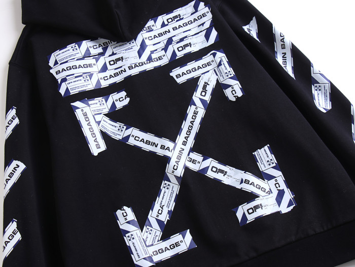 1:1 quality version Airport limited caution line print zipper hoodie