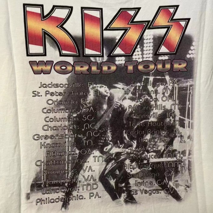 Kiss heavy metal rock band World Tour Limited Washed tee