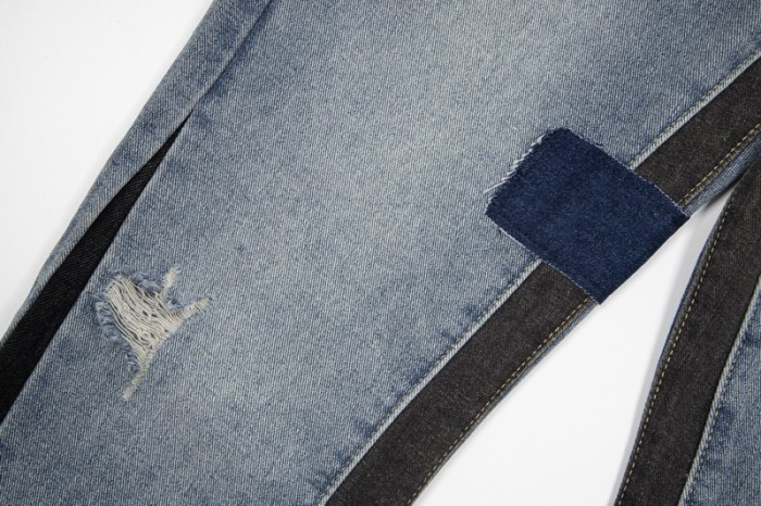 Dark blue patch flared jeans