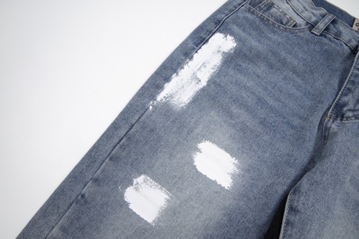 Stitching Ink Dot Paint Flared pants