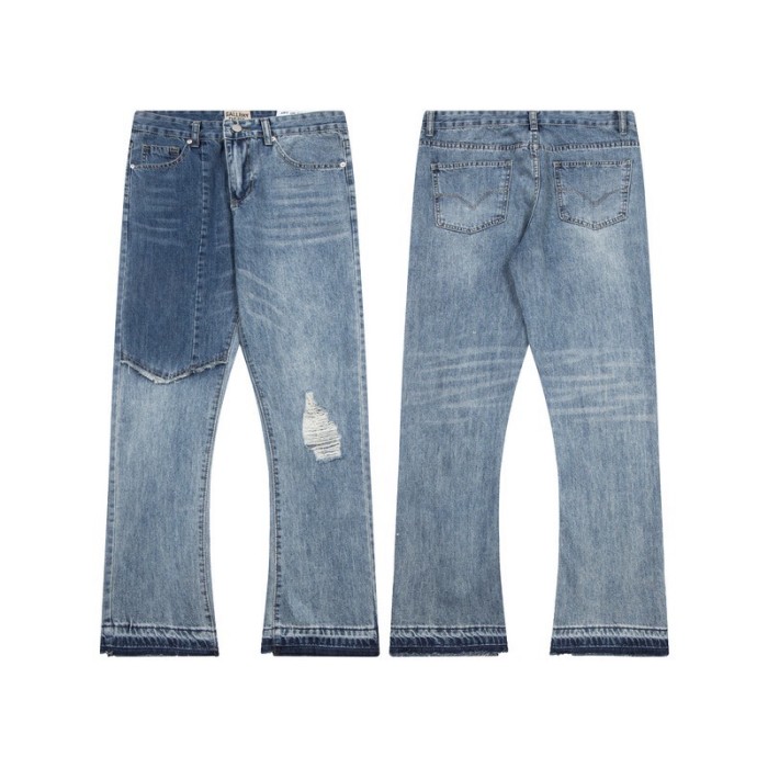 1:1 quality version Splicing damage washed flared pants