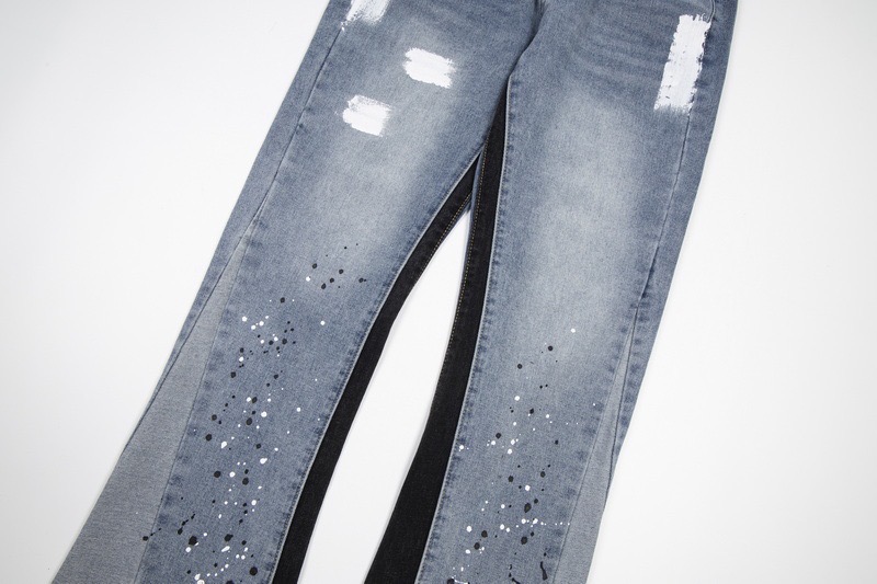 stitching ink dot paint flared pants