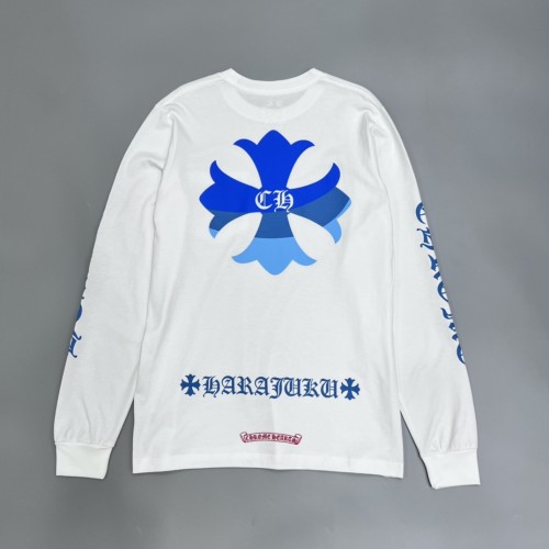 1:1 quality version Gradual change blue cross long sleeve T-Shirt