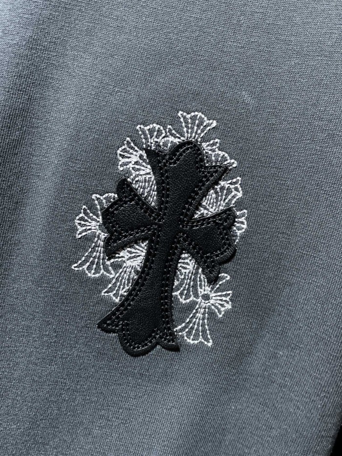 1:1 quality version Pieced leather embroidery hollow cross tee