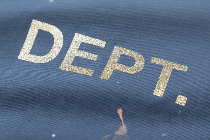 1:1 quality version Gold print graffiti washed tee blue