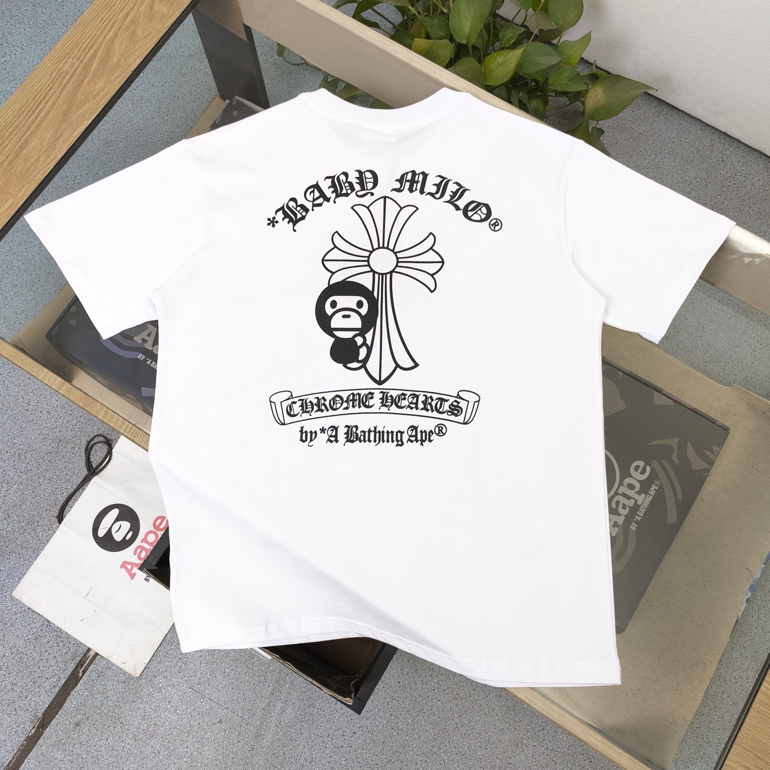 1:1 quality version ape head cross pattern printed tee 2 colors