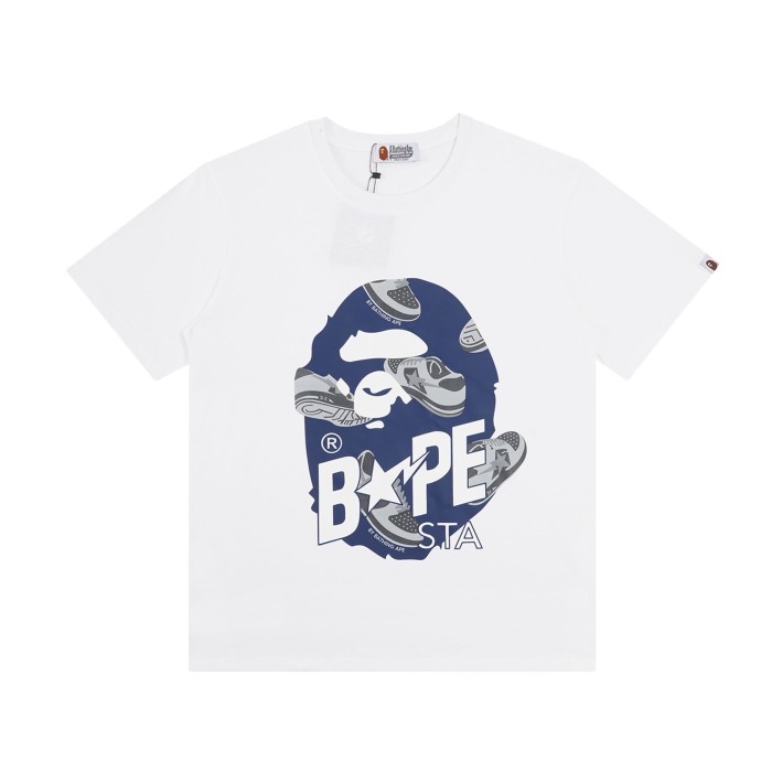 Ape letters loafers pattern short-sleeved T-shirt