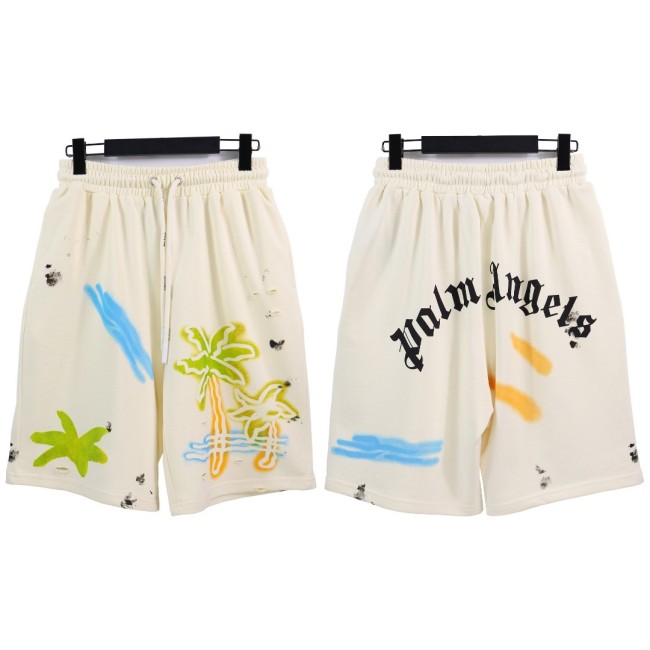 [Buy More Save More]Coconut letter print frayed men's summer shorts