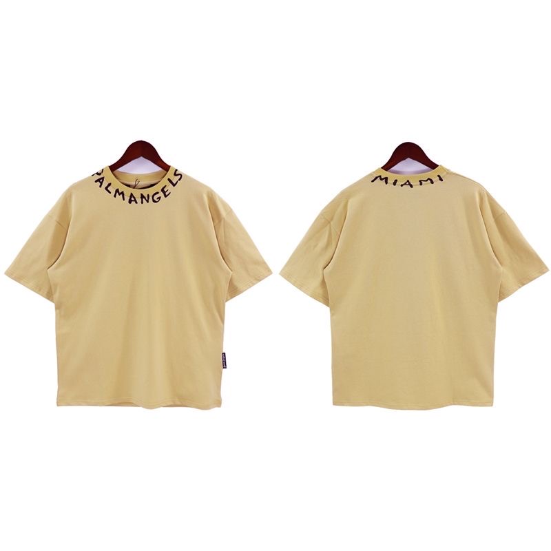 neckline straw body letters solid color t-shirt