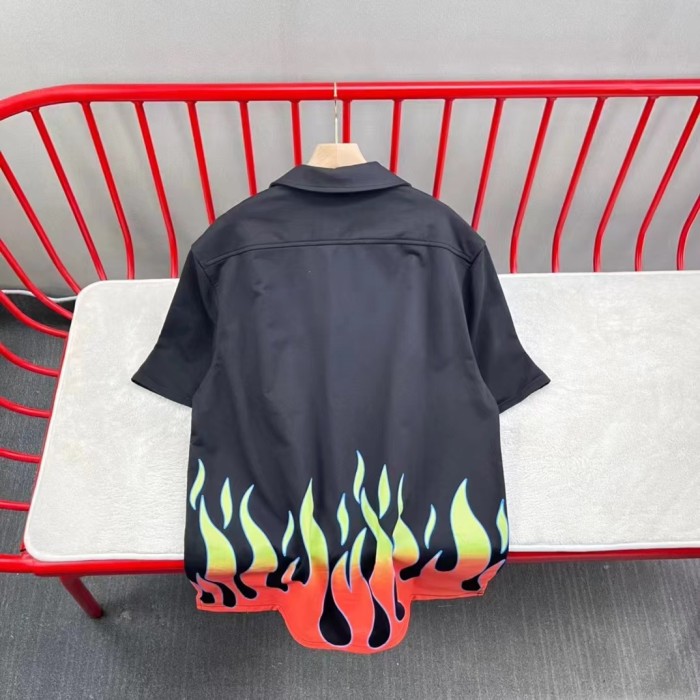Flame print short-sleeved shirt shorts