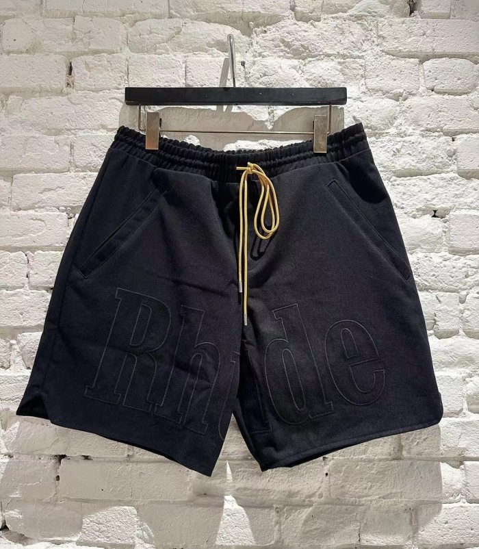 [Buy More Save More]Summer letter logo embroidered drawstring shorts black