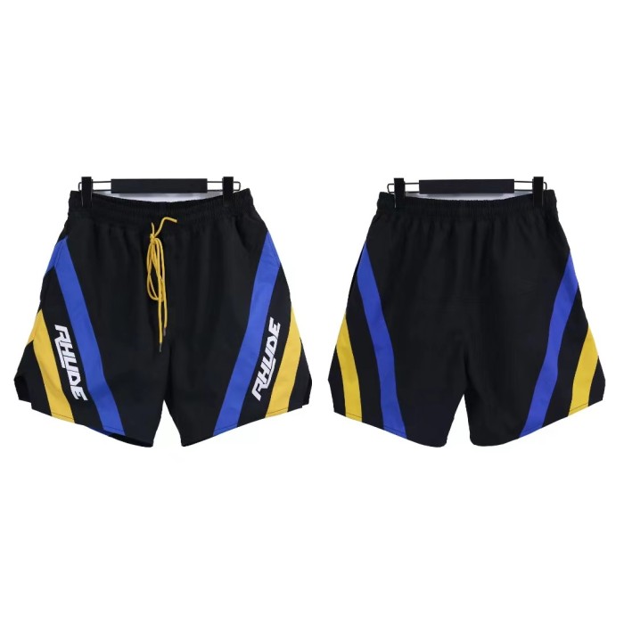 Men's logo printed letters side color blocking sports shorts