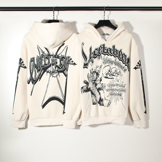 [buy more save more]Crucifix letter skull hoodie