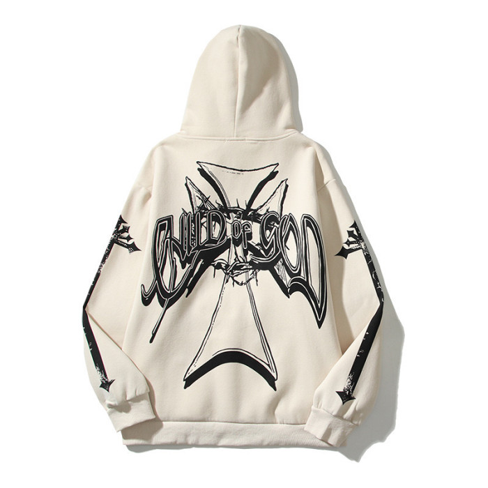 [buy more save more]Crucifix letter skull hoodie