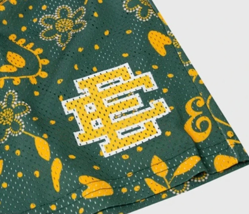 bandana style e logo shorts green purple brown